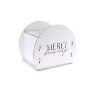 Urne Ronde Merci Beaucoup Bois Blanc et Noir Élégante &amp Moderne