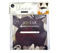 Urne - STC - Joyeux Anniversaire - Noir, Blanc, Argent - 20x20x20cm - Cagnotte en Carton