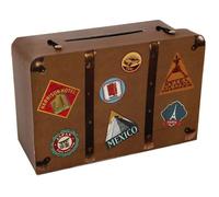 Urne Tirelire Voyage - Marron - 24 x 16 cm - Décoration de fête - Thème mariage - Mixte