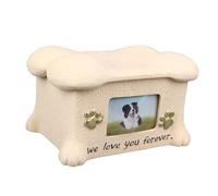 Urnes Commémoratives pour Animaux de Compagnie, Affichage Photo personnalisé, Résine, 7,5x5,5x4,5 Pouces, Cendres de Chiens et Chats, Boîte à Souvenirs, Couvercle en Forme D'os,