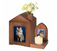 Urnes commémoratives pour Animaux de Compagnie pour Cendres de Chien ou de Chat, Urnes funéraires en Bois avec 2 Cadres Photo et Organisateur de Cheveux, Cadeau Souvenir de sympathie