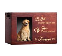 Urnes commémoratives pour animaux de compagnie pour les cendres de chien ou de chat Grandes urnes funéraires en bois avec cadre photo Boîte à sou
