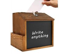 Urnes de vote - Urne avec fentes | Support mural en bois verrouillable Design tableau noir Boîtes à pointes en bois avec fente et serrure pour dons, économies, argent, affaires, église, tombola