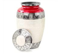 Urnes funéraires en aluminium pour cendres et restes mortels | Magnifiques urnes funéraires faites à la main pour les humains et les animaux domestiques (guirlande de pétales rouges)