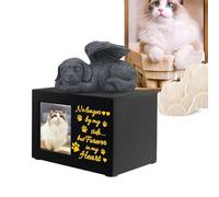 Urnes pour Animaux de Compagnie Pour Les Cendres De Chiens - Urne Animale En Bois Avec Ange De Chien | Motif D'Empreinte De Pattes Avec Cadre Photo | Chien Souvenir Animal Domestique Photo Gloire |