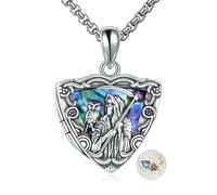 URONE Chaîne médaillon Santa Muerte en argent sterling 925 avec pendentif médaillon catholique religieuse - Cadeau pour homme et femme, Pas de gemme