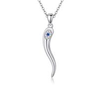 URONE Collier En Corne Italienne En Argent Sterling Avec Pendentif Porte-Bonheur Et Mauvais Œil En Corne Italienne Amulette De Protection Bijoux Cadeaux Pour Femmes