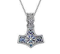 URONE Collier Pendentif Marteau de Thor Viking en Argent Sterling Nœud Celtique avec Coquille d'Ormeau Mjolnir Nordique Viking Anniversaire Bijoux Cadeau pour Homme Père Copain