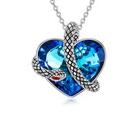 URONE Collier Pendentif Serpent en Argent Sterling 925 Titanic Cœur de L'océan en Cristal Autriche Serpent Cadeaux de Bijoux d'Anniversaire pour Femmes Filles