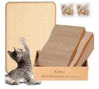 Uross Cat Scratching Board Mat Set- Cardboard Cat Scratchcher Pad Cat Scratching Box Pads for Indoor Cats Sisal Cat Scratcher Mat Scratch Pad for Cats Horizontal Cat Scratcher Mat