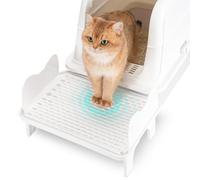 Uross Marchepied pour litière pour chat, rampe de litière extra large avec chicanes latérales amovibles anti-éclaboussures, récupérateur de litière anti-suivi, facile à nettoyer, marche antidérapante