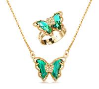 URPANDA Collier avec pendentif pierre de naissance pour femme, collier papillon doré en cristal, cadeau de fête des mères, cadeau pour maman, épouse, grand-mère, Verre et métal, Pierre précieuse, sans