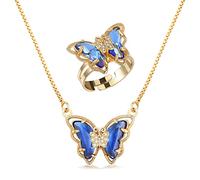 URPANDA Collier avec pendentif pierre de naissance pour femme, collier papillon doré en cristal, cadeau de fête des mères, cadeau pour maman, épouse, grand-mère, Verre et métal, Pierre précieuse, sans