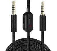 URPIZY Câble auxiliaire de 2 m pour casque de jeu Logitech G Pro X, G233 et G433 avec régulateur de volume rotatif, fonction muet, contacts plaqués or et gaine en nylon tressé