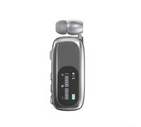 URPIZY Casque à écran numérique, casque tour de cou sans fil, 20 heures de lecture, écran numérique, rétractable, construction ABS, 4 couleurs (argenté)
