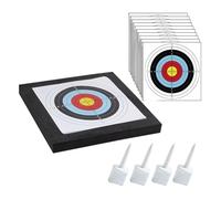URPIZY Cible de tir à l'arc - Cible EVA pour entraînement en extérieur, intérieur et arrière-cour, comprend 10 papiers et 4 poteaux cibles, convient pour les arcs avec une force de traction de 10 à 80