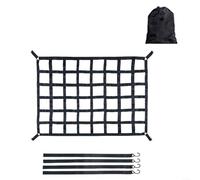 URPIZY Filet de sécurité de chargement robuste avec crochet, sangle de serrage pour voiture, pickup, remorque, SUV, barres de toit, filet de chargement, noir, taille S - 127 x 106 cm