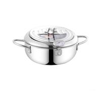 URPIZY Friteuse en acier inoxydable avec couvercle, égouttoir à huile et thermomètre, capacité de 2,2 l/3,2 l, antiadhésive, sans fumée, passe au lave-vaisselle, convient à tous les types de feux