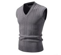 URPIZY Gilet en tricot pour homme, col en V, sans manches, chaud | Col en V, coupe sans manches, pull chaud, style classique, polyvalent