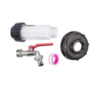 URPIZY IBC Kit d'adaptateur de tonne en laiton sans plomb avec joint en silicone pour robinet d'écoulement, raccord fileté 3/4", étanche et haut débit pour arrosage de jardin et eau potable, argent
