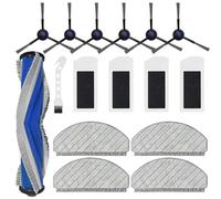 URPIZY Kit d'accessoires 16 pièces pour ECOVACS pour Deebot N20 Plus Pro Plus C12 Pro Plus, tampons de nettoyage, filtre HEPA, rouleau principal et brosses latérales, montage sans outil, 1 kit
