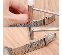 URPIZY Kit d'outils de raccourcissement de bracelet de montre en alliage de zinc avec marteau perforateur et outils de barre à ressort pour enlever et ajuster les maillons pour les modèles de montres
