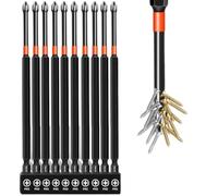 URPIZY Lot de 10 embouts de vissage magnétiques de 6" en acier allié, extra longs pour les endroits étroits, avec porte-embout, pour montage électrique en bois, métal