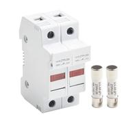 URPIZY Lot de 2 porte-fusibles pour panneaux solaires, 1000 V CC, 10 x 38 mm, avec indicateur LED, compatible avec fusibles 16 C30 A, montage sur rail DIN gris