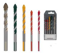 URPIZY Lot de 5 forets à double spirale colorée pour carrelage, béton, mur en brique, compatible avec les perceuses standard