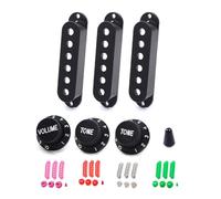 URPIZY Lot de housses de guitare électrique (48 mm/50 mm/52 mm) avec 3 boutons (1 volume, 2 tons) et embout de commutateur pour guitare de style Stratocaster, plastique, noir/blanc/bleu/bleu clair/or