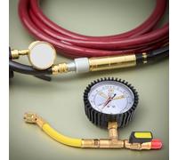 URPIZY Manomètre pour test de pression d'azote pour climatiseurs avec raccord SAE 1/4", valve sphérique, convient pour R134a/R22/R407C/R410A, plastique et cuivre, plage de pression -1 à 60 bar