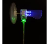 URPIZY Mini éolienne en plastique avec rotation à 360° et éclairage LED pour projets d'enseignement, bleu/vert