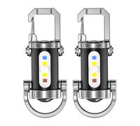 URPIZY Mini lampe de poche porte-clés rechargeable USB-C LED étanche multifonction portable avec 3 modes d'éclairage Power Bank pour camping, randonnée, urgence 2 pièces