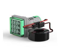 URPIZY Voltmètre numérique 3 en 1 - Mesure de fréquence - AC 50-500 V 0-100 A 0-99 Hz - 22 mm - Affichage LED encastrable ± 2 % de précision - Pour l'industrie et le bricolage