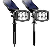 URPOWER Lot de 2 lampes solaires d'extérieur 2 modes 2 en 1 étanches pour éclairage solaire marche/arrêt automatique blanc froid