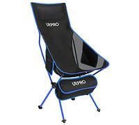 URPRO Chaise de camping portable et légère avec appuie-tête et poche double face à dossier haut pour randonnée, voyage, pique-nique, pêche - Bleu