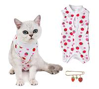 URROMA 1 combinaison de convalescence en coton fraise pour chat, combinaison de stérilisation pour chat, chemise de protection respirante pour chats après une chirurgie, taille M