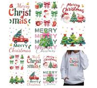 URROMA 12 PCS Transferts Thermocollants de Noël Autocollants Thermocollants « Joyeux Noël » en Forme de Cloche pour Sapin de Noël pour T Shirts Vêtements Sacs Décoration DIY