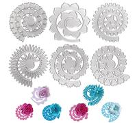 URROMA 3D Flower Metal Cutting Dies pour la Fabrication de Cartes, 6 pièces Modèle de Gaufrage Fleurs Spirale Métal Matrices Scrapbooking Papier