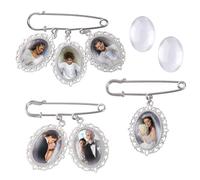 URROMA 3Pcs Silver Wedding Bouquet Photo Charm Pins, Bouquet Charm pour Cadeau Bridal Shower Graduation Memorial Photo Pin Broche Faire Kit pour Mère