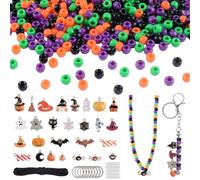 URROMA 427 PCS Halloween DIY Craft Beads,Halloween Beads for Bracelets Necklace Making Accessories for Halloween Jewelry Making and Crafting