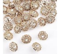 URROMA Bouton de Fleur en Strass, 50 Boutons en Cristal argenté, embellissements en Alliage pour Le Bricolage, 12 mm