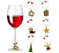 URROMA Breloques pour Verres à Vin 24 marqueur pour Verre à Vin Identification Marqueurs pour Vin de Noël Étiquettes pour Dégustation de Vin Fête Réunion de Famille Décoration de Vacances