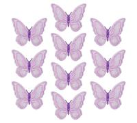 URROMA Butterfly Appliques Embellishments, 10 Pcs Purple Lace Appliques for Sewing on Double Layers Organza Lace Patches for Wedding Bride Hair Accessories