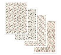 URROMA Kit de Papier Transfert pour Argile de Noël 4 Feuille de Transfert de Baies de Noël pour Boucles d'oreilles en Argile Polymère Papier de Transfert Floral pour Peinture
