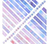 URROMA Lot de 1 200 bandes de papier pour origami - Impression double face - Motif étoile porte-bonheur - Sakura et lumière des étoiles - Pour loisirs créatifs - 24 motifs