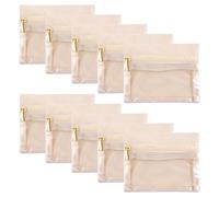 URROMA Lot de 10 organiseurs de bijoux de voyage, pochette à bijoux portable avec poches zippées en velours transparent pour femme et fille