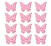 URROMA Lot de 12 appliques en dentelle rose en forme de papillon à coudre sur double couche pour mariage, accessoires de cheveux (rose)