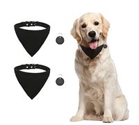 URROMA Lot de 2 colliers bandana triangulaires noirs en velours avec boucle et étiquette réglables, accessoires bandanas pour chiens et chats, taille M