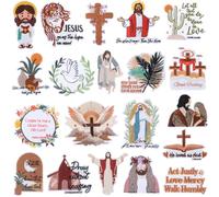 URROMA Lot de 20 écussons brodés à thermocoller ou à Coudre avec Verset de la Bible - Dieu Jésus Religieux - pour Vestes, Chapeaux, Sacs - Décoration à Faire soi-même - Mélange